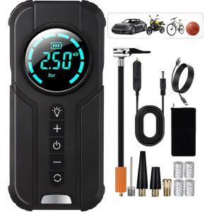 Gonfleur Electrique Pneu Portatif, 7200mAH 180Psi Pompe Électrique Voiture,Vélo,Moto, Mini Compresseur à Air Portatif - Neuf