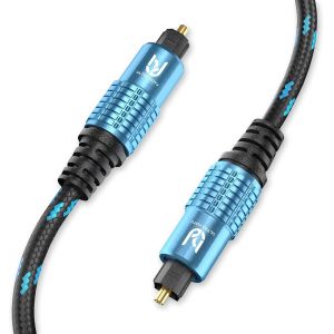 C&acirc;ble Audio Toslink - 3m Optique Audio Num&eacute;rique Cordon Fibre Optique Toslink Digital 24K Platinum Male &agrave; Male pour HiFi Home Cin&eacute;ma, Sound Bar, TV, PS4, Xbox, Amplificateur, Playstation - Neuf