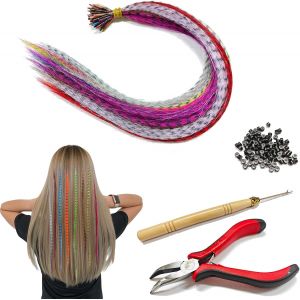 Ensemble De 167 Extensions Synth&eacute;tiques Pour F&ecirc;tes, Avec 50pi&egrave;ces Color&eacute;es, 100 Perles, 1 Pinces Et 1 Crochet Pour Filles Et Femmes - Neuf