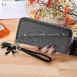 Les Femmes Porte-Monnaie Sac D'Embrayage Paillettes &Eacute;pissage En Cuir Pu Fermeture &Agrave; Glissi&egrave;re De La Carte Titulaire T&eacute;l&eacute;phone Portable Mini - Neuf