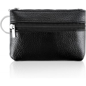 Porte-Monnaie En Cuir V&eacute;ritable Avec Fermeture &Eacute;clair Et Porte-Cl&eacute;s Pour Femmes,Hommes,Enfants,Cartes De Cr&eacute;dit,Carte D'Identit&eacute;,Cl&eacute;,Casque,Rouge &Agrave; L&egrave;vres (Noir),Noir - Neuf