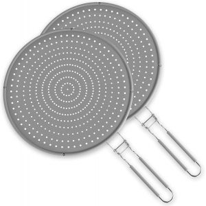 Jexnovashop-Couvercles Anti &Eacute;claboussure En Silicone Lot De 2, Manche Pliable, R&eacute;sistants &Agrave; La Chaleur Et &Agrave; L&iquest;Huile &iquest; Id&eacute;aux Pour Po&ecirc;les, Casseroles Et Cuisine Sans Salissure - Neuf