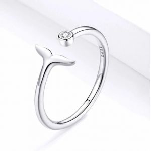 Bague En Argent Sterling S925 En Queue De Poisson-Plaqué Platine Design Simple By - Neuf