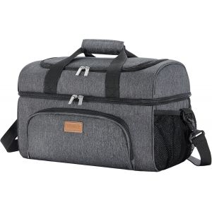 KYAOAYO-Grand Sac Isotherme 30 L, Pliable, Sac À Déjeuner Isolé, Léger, Portable, Double Couche, Pour Pique-Nique, Plage, Travail, Voyage, Gris Foncé - Neuf