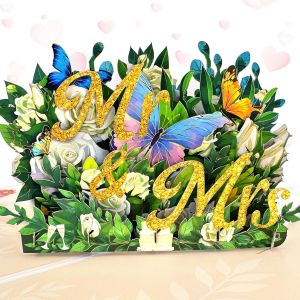 Carte Mariage Félicitation, 3D Mr et Mrs Carte Mariage, Romantique Carte Pop Up pour Mère Père Femme Mari Marié Mariée, Carte de Voeux - Neuf