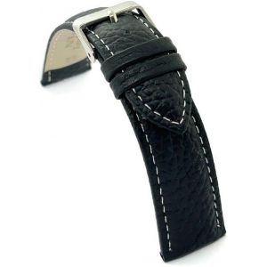 Kal-Bracelet Montre Cuir De Veau Grain Bison Style Classique Rembourré Couture Blanche Boucle Acier Tailles 12mm 14mm 16mm 18mm 20mm 22mm 24mm P206 - Neuf