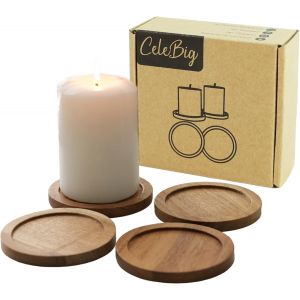 Kalanka-Lot De 4 Dessous De Verre - Ronds - Diamètre : 10 Cm - Pour Bougies Piliers Et Bougies Chauffe-Plat - Décoration De Table Naturelle Pour Salon Et Noël - Aspect Bois Rustique - Idée Cadeau Pou - Neuf
