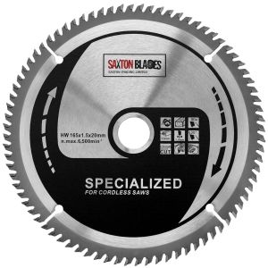 Saxton Lame de scie circulaire sans fil 165 mm x 80 dents TCT à coupe fine Compatible avec Dewalt Makita Bosch - Neuf