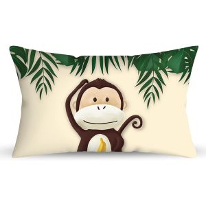CAUC-30x50cm Lot de 4 Mignonne Dessin animé Animal Housse de Coussin Foresta Scimmia Giraffa Floreale Pianta Beige Doux Court Peluche Carré Bébé Taie d'oreiller Enfant Fête Canapé Chambre Sofa - Neuf