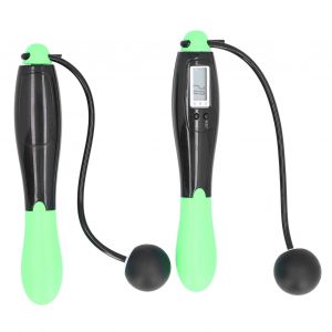 Corde A Sauter Sans Fil Pour Fitness D'interieur, Comptage Numerique Electronique, Entrainement, Corde A Sauter, Boule Noire Et Verte - Neuf