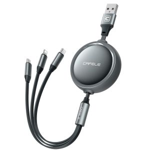 Ongi-Câble Rétractable Multi Usb,3.3ft¿Play Car¿,Extensible D'un Seul Côté,Anti-Pelote¿Conduite Sécurisée¿,3 En 1 Câble De Charge Rétractable Pour Phone,Android,Huawei,Lg,Pad (Schwarzgrau) - Neuf