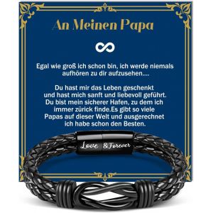 Kal-Cadeaux Pour Homme Gar&ccedil;on, Bracelet En Cuir Pour Lui, Papa, Homme, Fils, Grand-P&egrave;re, Petit-Fils, Neveu, Fr&egrave;re, Ami, Cadeau Pour La Saint-Valentin, No&euml;l, La F&ecirc;te Des P&egrave;res, Cadeau - Neuf