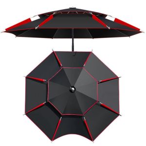 Plage Parasol Vent Protection UPF 50 avec Terrain de Spike Sac de transport 200cm-Noir-Rouge - - Neuf