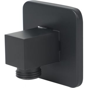 JGD-Coude de raccordement mural en laiton chrom&eacute; - G1/2 - Coude de raccordement mural carr&eacute; - Pour montage mural cach&eacute; - Noir - Neuf