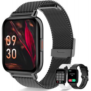 Montre Connect&eacute;e Femme Repondre Appel 1.69" Smartwatch Fr&eacute;quence Cardiaque Sommeil SpO2 Fonction F&eacute;minine Notification Intelligente Montre Sport &Eacute;tanche Podom&egrave;tre Calories 3 Bracelets pour iOS Android - Neuf
