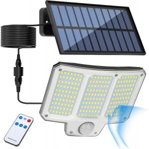 Lampe Solaire Ext&eacute;rieur D&eacute;tecteur De Mouvement, Lumiere Solaire Ext&eacute;rieur 222 Led, 3 Modes Solaire Exterieur Avec T&eacute;l&eacute;commande, Solaires Ext&eacute;rieurs Jardin Ip65 Etanche, Led Spot Solaire Pour Jardin - Neuf