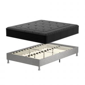 Ensemble 140x190cm Matelas &agrave; ressorts + Cadre de lit Plateforme Capitonn&eacute; , Epaisseur du Matelas 30cm - Neuf