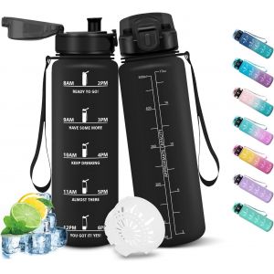 Eryi-Gourde Sport, 500ml Étanche & Réutilisable, Bouteille, Motivation Avec Filtre Gourde, Bouteille D'eau, Gourdes Pour Running, École, Bureau - Neuf