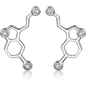 Kal-0.2ct Geometrique Molecule Sérotonine Boucles D'oreilles Taille Rond Cubique Zircon En Argent 925 Plaqué Or Jaune Plaqué Or Rose - Neuf