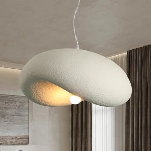 Subzonal-Lustre Moderne En Forme De Nuage, Lustre Japonais De Style Wabi-Sabi, Lampe Pendante Blanche E27 Abat-Jour En Forme De Chapeau Pour Salle &Agrave; Manger, &Icirc;lot De Cuisine, Chambre &Agrave; Coucher.60cm - Neuf