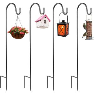 Mevronisshop-Lot De 4 Crochet De Berger Jardin 90cm Pour L'ext&eacute;rieur Articles D&eacute;coratifs Suspendus, Lampes Solaires, Paniers &Agrave; Plantes, Mangeoires - Neuf
