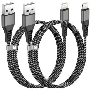 C&acirc;ble Iphone 1m 2pack [Certifi&eacute;s Apple Mfi], C&acirc;ble Chargeur Iphone C&acirc;ble Lightning Usb Nylon Cordon iPhone Fil Chargeur iPhone Charge Rapide Pour Apple iPhone 14/13/12/11 Pro Max/Xs/Xr/X/[Z2300] - Neuf