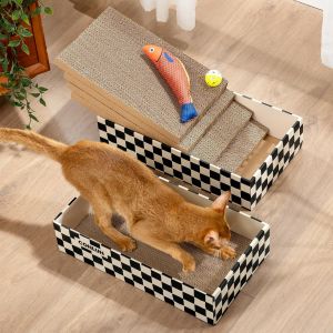 Cmws-Griffoir Avec 4 Grattoir Chat Carton&2 Bo&icirc;tes S&eacute;par&eacute;es&1 Balle Chats&1 Poisson Chat, 2-En-1 Griffoirs Pour Chats Plusieurs Chatons Jouet Interactif Id&eacute;es De Cadeaux Pour Les Anniversaires - Neuf