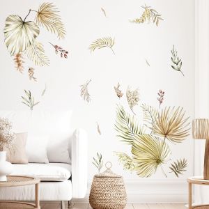 Stickers Muraux Feuilles De Palmier Boho Sticker Mural Feuilles De Plantes Tropicales Auto-Adh&eacute;sif D&eacute;calques Autocollants Muraux Pour Salon Chambre &Agrave; Coucher Chambre D'enfant Canap&eacute; Tv D&eacute;cor - Neuf