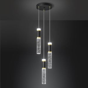 Subzonal-Noir Or Led Lampe De Couronne Moderne Cristal, R&eacute;glable En Hauteur Selon Les Besoins, Lampe Id&eacute;ale Pour Kitcheninseln, Chambre, Salle &Agrave; Manger, Bars(3-Lumi&egrave;r) - Neuf
