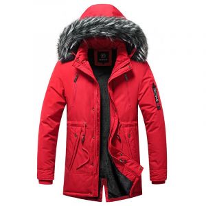 Veste Coupe-Vent En Coton Chaud Pour Hommes,Parkas Décontractées,Manteau Pour Hommes,Col En Fourrure,Vêtements D'extérieur Épais,Poignées,Chapeau Amovible,Hiver - Neuf