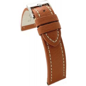 Kal-Bracelet Cuir Veau Gravure Bison Couture Blanche U2013 Style Sportif U2013 Pour Montre Robuste U2013 Tailles 18mm 20mm 22mm 24mm 26mm U2013 Noir Ou Marron 376 - Neuf