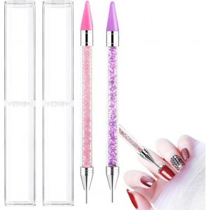 Kal-Stylo À Double Embout, 2 Pièces, Applicateur De Strass Avec Embout En Cire Et Pointe En Acier Inoxydable, Outil De Décoration Pour Ongles Et Manucure, Nail Art Diy Et Peinture Diamant - Neuf
