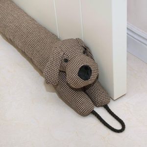 Bas de Porte décoratifs Coupe Vent 106cm pour Porte et fenêtre,Coupe Courant d'air Animal lesté,Bloque Bruit Serpent pour Bas de Porte avec Boucles d'accrochage-Chien Brun 42 - Neuf