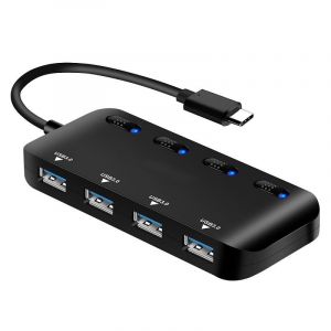 (Type C)Vente - l'AGILITÉ, la Pleine Prise USB¿USB 3.0 Alimentation Bande de Hub, Ultra Slim Plusieurs USB 4 Port Multi Port Individuel de l'Interrupteur d'Alimentation Led - Neuf
