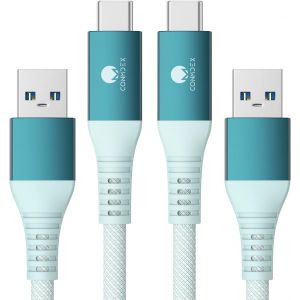Lot De 2 Câbles Usb C Courts 50cm/0,5m 10gbps Usb 3.1 Gen2 Type C Android Auto Qc3.0 3,1 A Usb A Vers C Chargeur Rapide Pour Samsung Note20 Galaxy S23/S22 Z Flip 5 Tab S9 Pixel 8 Vert - Neuf
