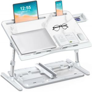 SUBZONAL-Table de lit &agrave; Hauteur r&eacute;glable, Pliable pour Ordinateur Portable, pour Travailler, Lire et Manger sur Le Sol du canap&eacute; (Marbre, 60 * 40cm) - Neuf