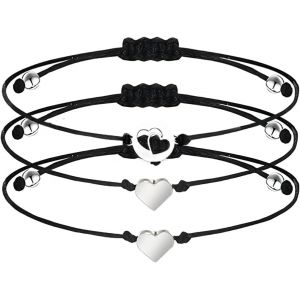 Bracelet Assorti Pour Une Maman Et Ses Deux Filles-Coffret Cadeau Pour La Fête Des Mères,Noël Ou Anniversaire. Bijoux Originaux Avec Coeur-Idée Cadeau Pour Femme Ou Ado. - Neuf