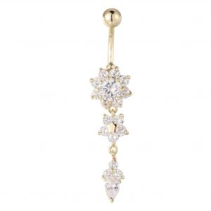 Piercing De Nombril En Cuivre Plaque Or En Forme De Fleur, Anti-Allergie - Neuf