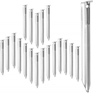 Eryi-Piquets De Fixation Au Sol, Sardines, Lot De 20, Avec Trous, Camping, 18 Cm De Long, Tente, Acier, Argenté - Neuf