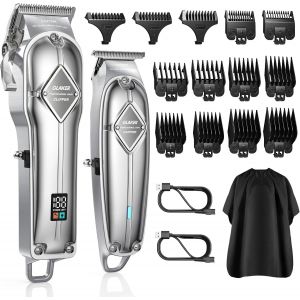 Tondeuse Cheveux Hommes, Tondeuse Cheveux Et Barbe Professionnel Sans Fil Rechargeable, Tondeuse À Cheveux Tondeuse Cheveux Professionnelle Avec 13 Peignes De Guidage (Noir) - Neuf