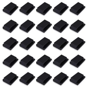 30x Porte-câble Clip de câble Serre-câble Autocollant noir - Neuf