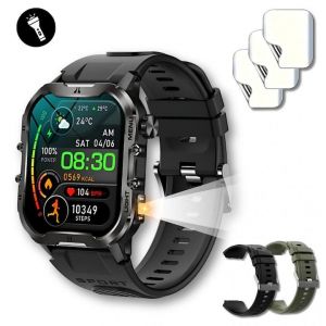 Montre Connect&eacute;e Avec &Eacute;cran Hd, Lampe De Poche, Appels Puissants, Haut-Parleur Et Microphone, Moniteur De Temp&eacute;rature. - Neuf