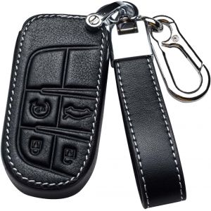 Étui de clé de Voiture en Cuir synthétique-Convient pour Fiat Jeep Compass Renegade Dodge Ram 1500 Journey Charger Challenger Durango-Noir - Neuf