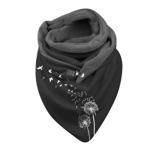 Femmes Tricot Plaid Triangle Foulard Avec Une Frange Et Bouton, Hiver Au Chaud &Eacute;charpe Ch&acirc;le Noir - Neuf