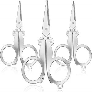Mevronisshop-3 Pcs Petits Ciseaux Pliants Mini Ciseaux De Voyage Ciseaux Pliables Portables De Poche Porte-Cl&eacute;s Petits Ciseaux En Acier Inoxydable Pour Artisanat Camping Ext&eacute;rieur Famille Maison Bure - Neuf