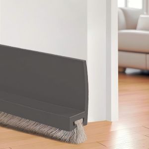 100cm Gris Brosse Bas De Porte,Joint De Porte En Silicone,Calfeutrer Bas De Porte,Joint Brosse Isolation Phonique Porte,Door Seal (Gray) - Neuf