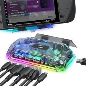 Station D'Accueil Rgb Compatible Avec Steam Deck (Oled)/Rog Ally/Legion Go, Station D'Accueil Steam Deck 12-En-1 Avec 4K@120Hz Hdmi & Displayport Usb-C&Usb-A 3.2, Support Vrr, Allm-Hb1201S - Neuf