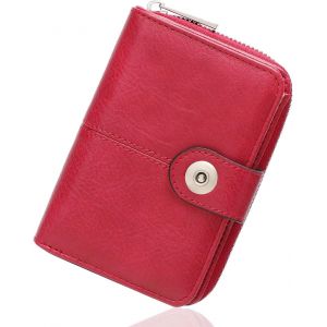 CAUC-Porte-Monnaie Femme Moyen avec Porte-Cartes et Grande Poche à Monnaie zippée, Portefeuille Femme avec Blocage RFID, Rouge - Neuf