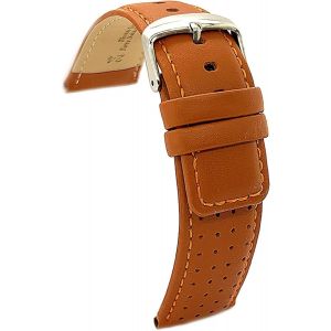 Kal-Bracelet Cuir Veau Perfor&eacute; Style Rally Racing Couture Couleur Contrast&eacute;e U2013 Sport Pour Montre U2013 Tailles 18mm 20mm 22mm 24mm Noir, Marron, Rouge, Bleu Marine 367 - Neuf