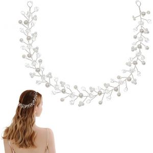 Kal-Serre Tête Mariée Strass Cheveu Vigne Bandeau Argent Bandeaux Feuille Florale Fête Cheveux Coiffure Accessoires Pour Femmes Fête Anniversaire X04815 - Neuf
